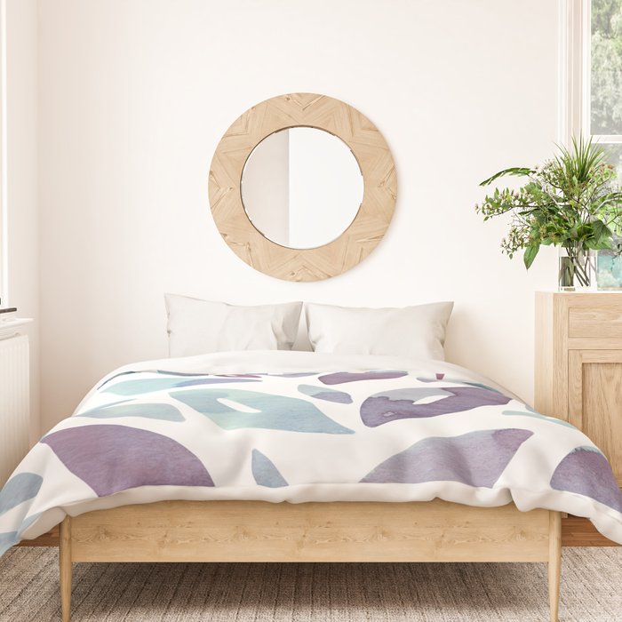 Watercolor floral petals - purple and blue Duvet Cover Gallery Image 3