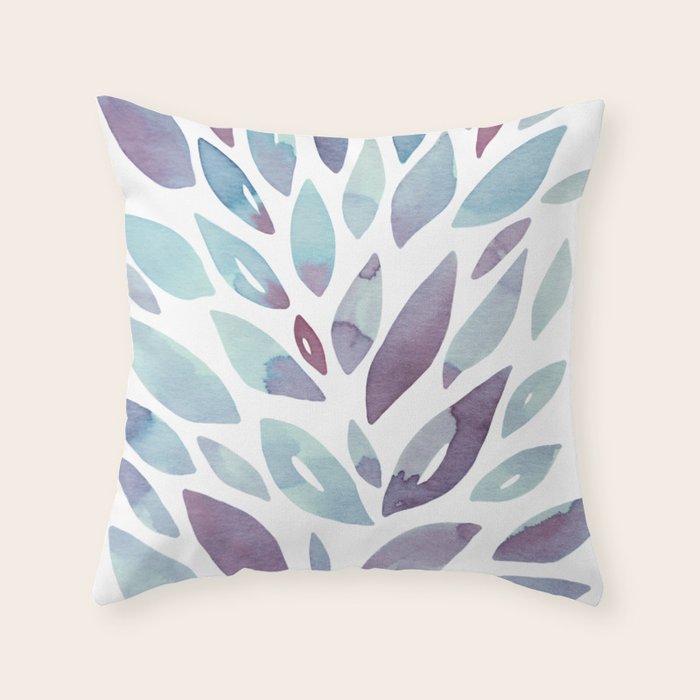 Watercolor floral petals - purple and blue Throw Pillow Gallery Image 1