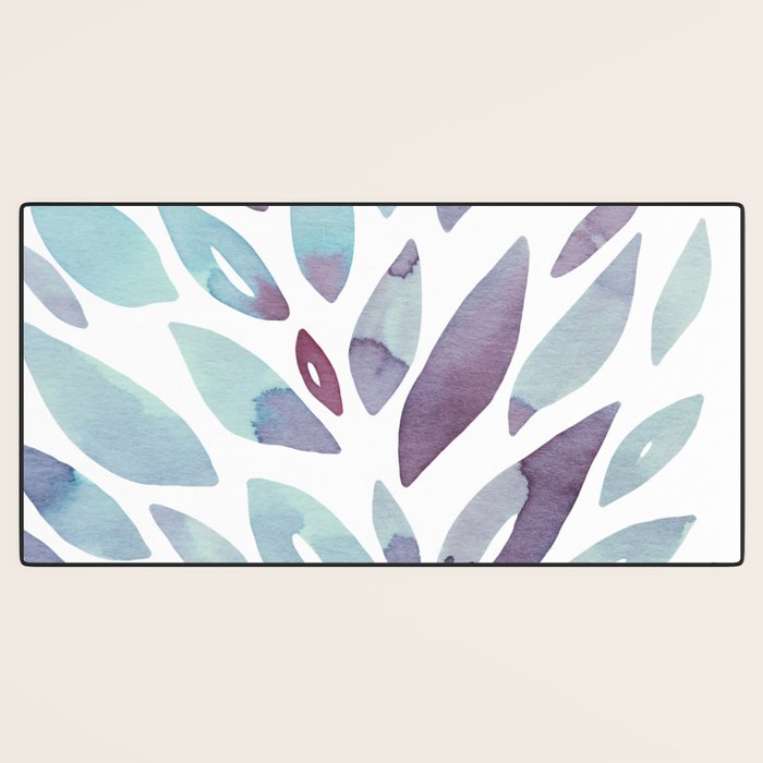 Watercolor floral petals - purple and blue Desk Mat Gallery Image 3
