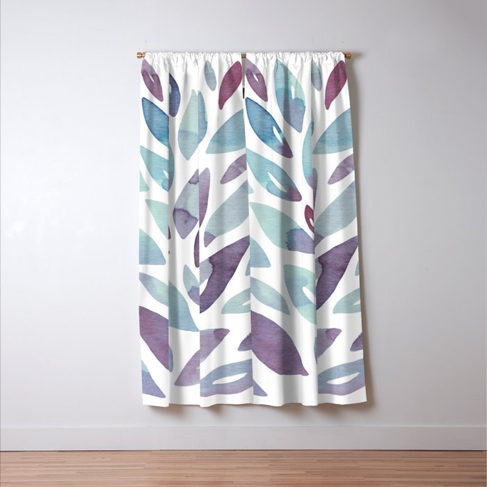 Watercolor floral petals - purple and blue Window Curtain Gallery Image 3