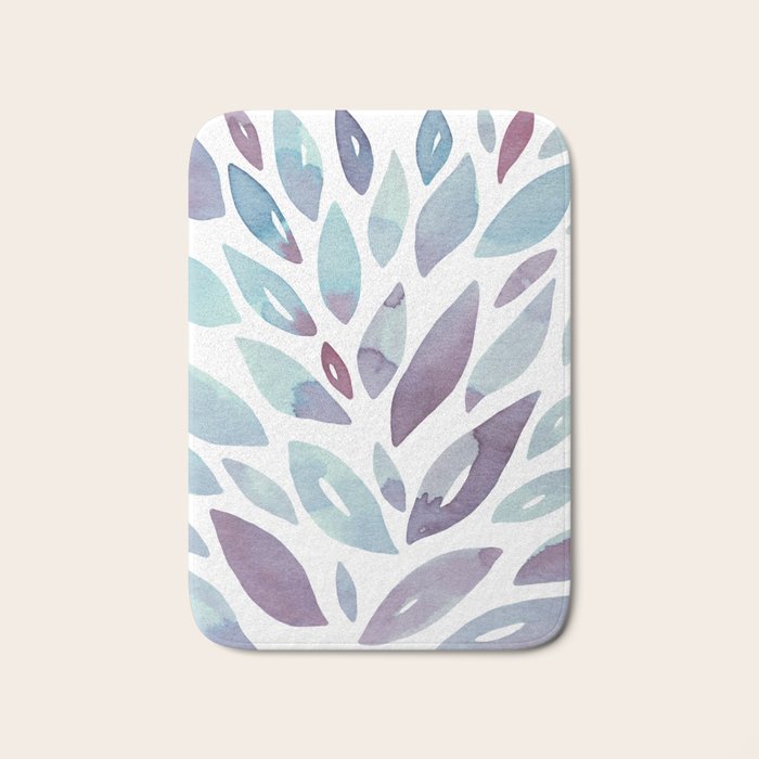 Watercolor floral petals - purple and blue Bath Mat Gallery Image 1