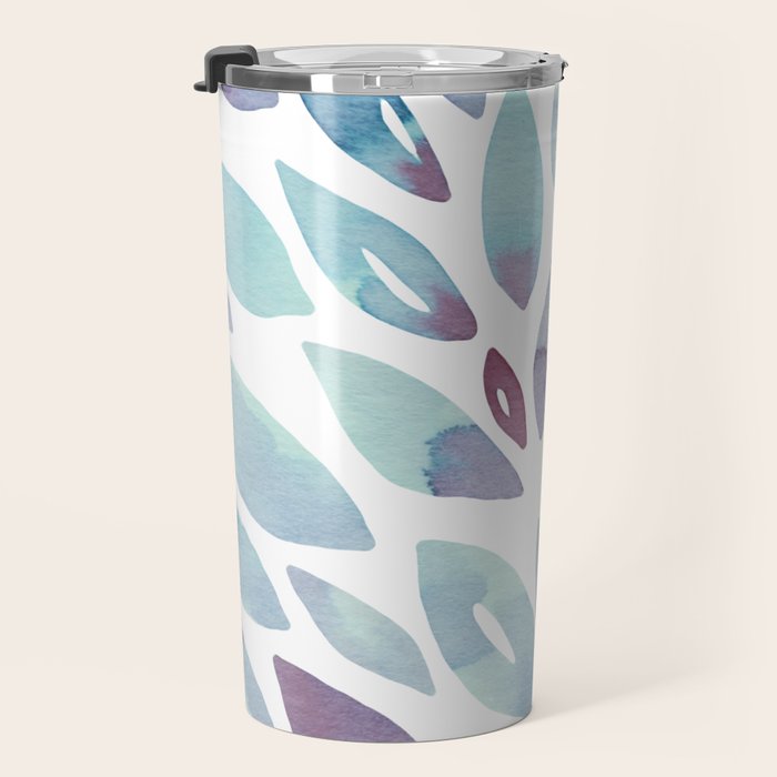 Watercolor floral petals - purple and blue Travel Mug Gallery Image 3