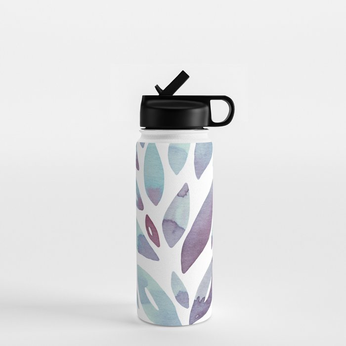 Watercolor floral petals - purple and blue Water Bottle Gallery Image 1