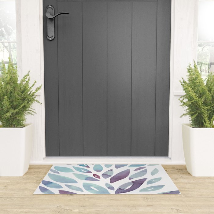 Watercolor floral petals - purple and blue Welcome Mat Gallery Image 3