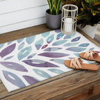 Watercolor floral petals - purple and blue Outdoor Rug Gallery Image 2