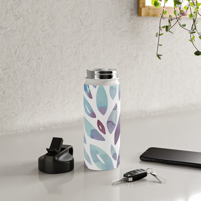 Watercolor floral petals - purple and blue Water Bottle Gallery Image 4