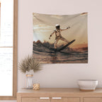 Space Surfer - Futuristic Surf Photo Art Print - Astronaut Riding a Wave Wall Tapestry Gallery Image 2