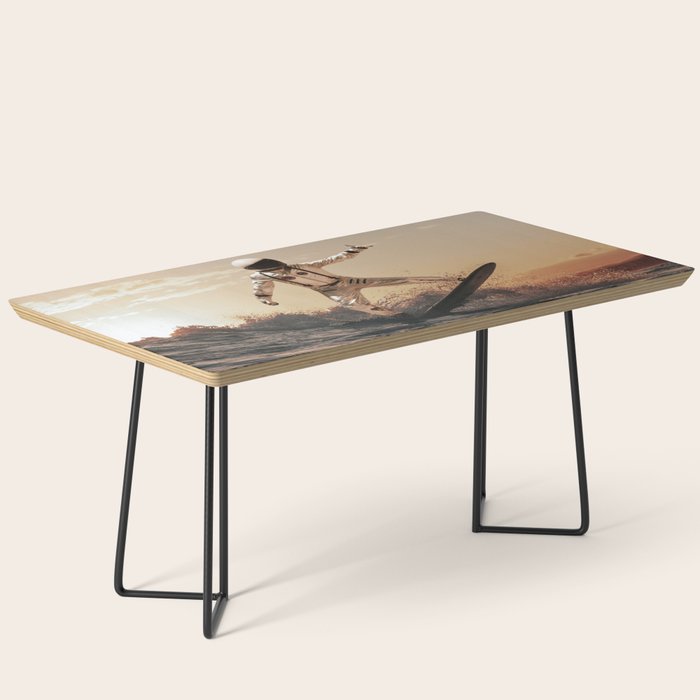 Space Surfer - Futuristic Surf Photo Art Print - Astronaut Riding a Wave Coffee Table Gallery Image 1