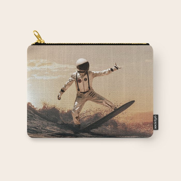 Space Surfer - Futuristic Surf Photo Art Print - Astronaut Riding a Wave Carry All Pouch Gallery Image 1
