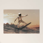 Space Surfer - Futuristic Surf Photo Art Print - Astronaut Riding a Wave Welcome Mat Gallery Image 1