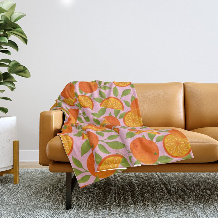 Orange Pattern - Amalfi Coast Cocktails Throw Blanket Gallery Image 1