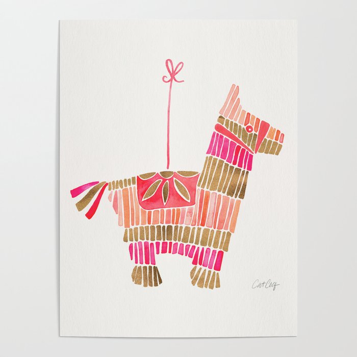 Mexican Donkey PinÌata - Pink & Rose Gold Palette Poster Gallery Image 4
