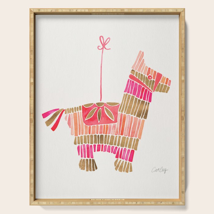 Mexican Donkey PinÌata - Pink & Rose Gold Palette Serving Tray Gallery Image 1