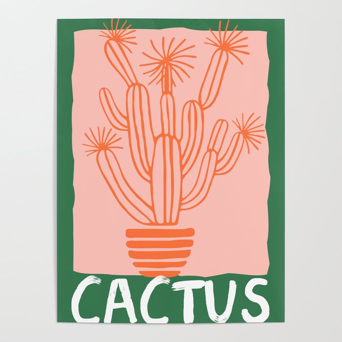 Hand drawn cactus plant doodle art Poster Gallery Image 1
