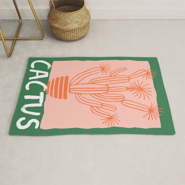 Hand drawn cactus plant doodle art Rug Gallery Image 1