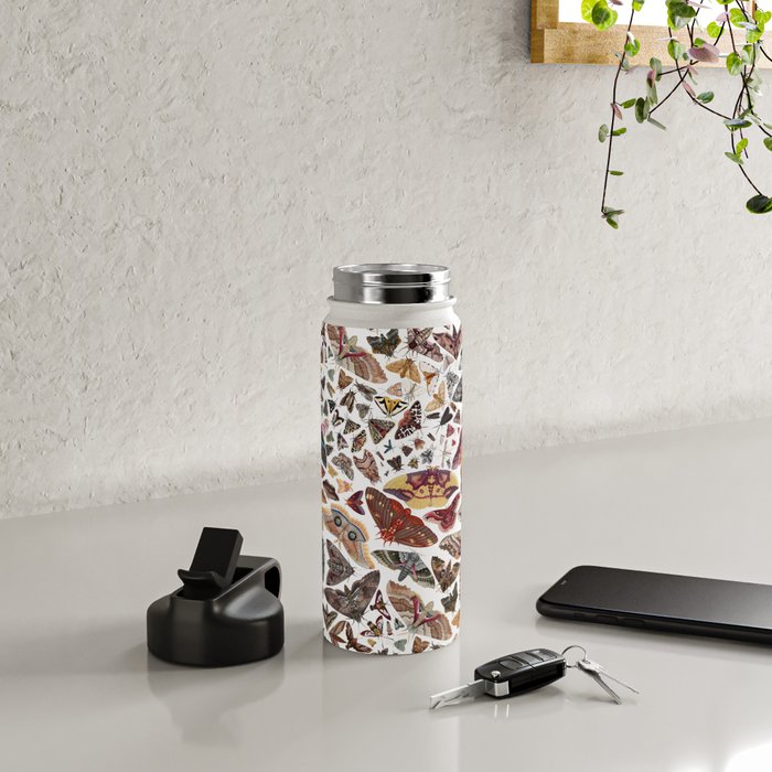 Moths of North America Pattern Water Bottle Gallery Image 4