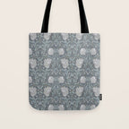 William Morris Vintage Pimpernel Blue Charcoal Silver Grey Tote Bag Gallery Image 1