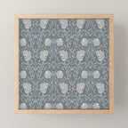 William Morris Vintage Pimpernel Blue Charcoal Silver Grey Mini Art Print Gallery Image 1