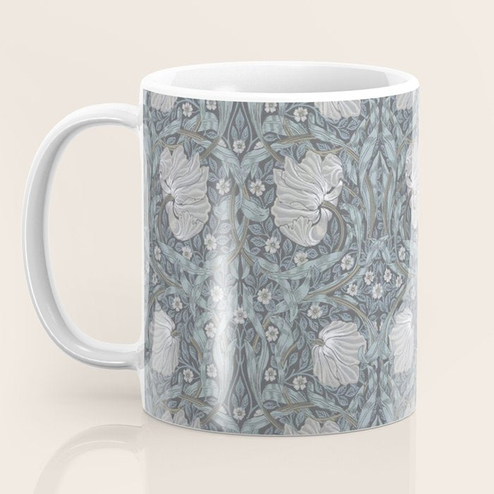 William Morris Vintage Pimpernel Blue Charcoal Silver Grey Coffee Mug Gallery Image 3