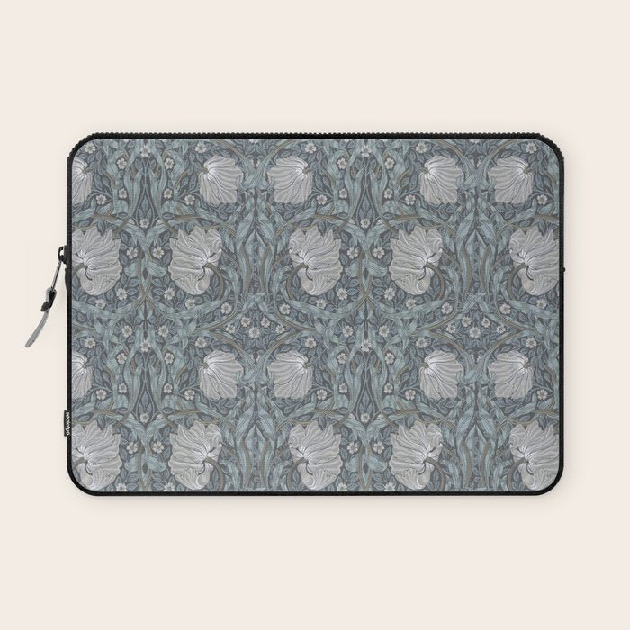 William Morris Vintage Pimpernel Blue Charcoal Silver Grey Laptop Sleeve Gallery Image 1