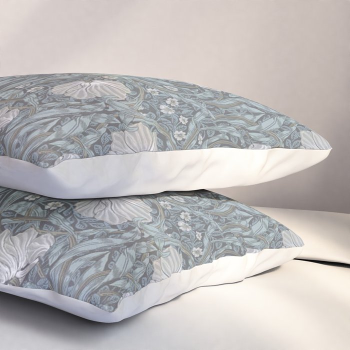 William Morris Vintage Pimpernel Blue Charcoal Silver Grey Pillow Sham Gallery Image 3