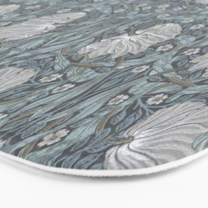 William Morris Vintage Pimpernel Blue Charcoal Silver Grey Bath Mat Gallery Image 3