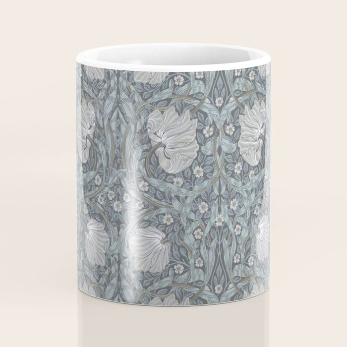 William Morris Vintage Pimpernel Blue Charcoal Silver Grey Coffee Mug Gallery Image 4