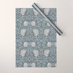 William Morris Vintage Pimpernel Blue Charcoal Silver Grey Wrapping Paper Gallery Image 1