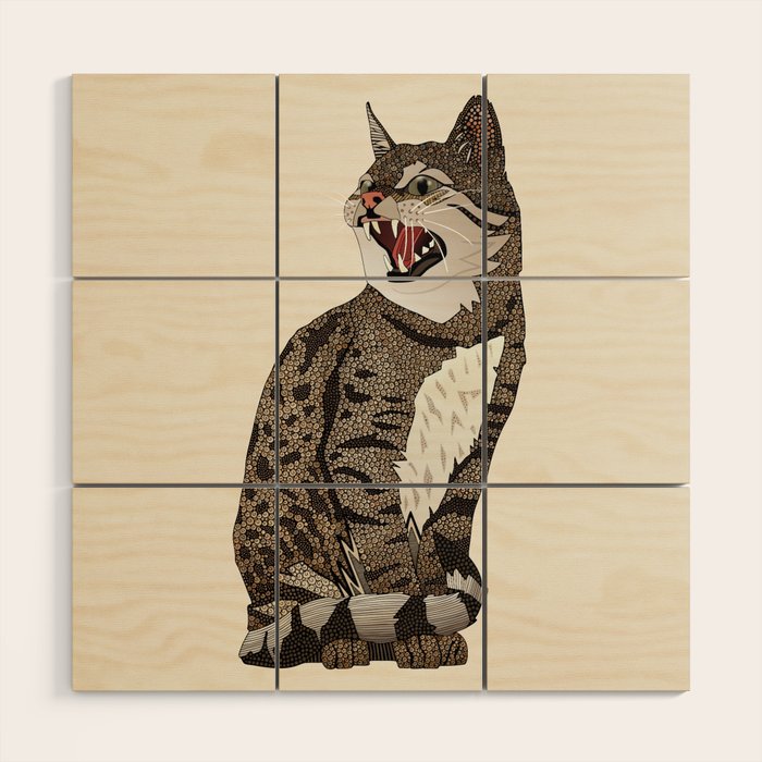 Indian desert cat off white Wood Wall Art Gallery Image 1
