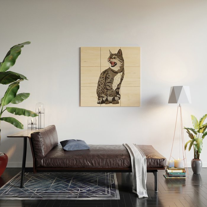 Indian desert cat off white Wood Wall Art Gallery Image 2