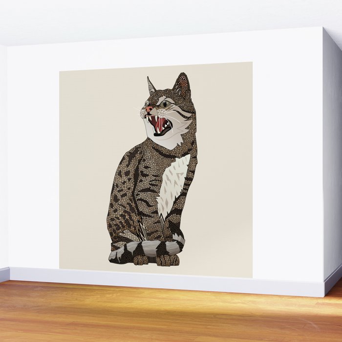 Indian desert cat off white Wall Mural Gallery Image 2