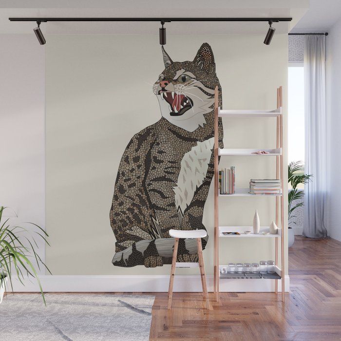 Indian desert cat off white Wall Mural Gallery Image 1
