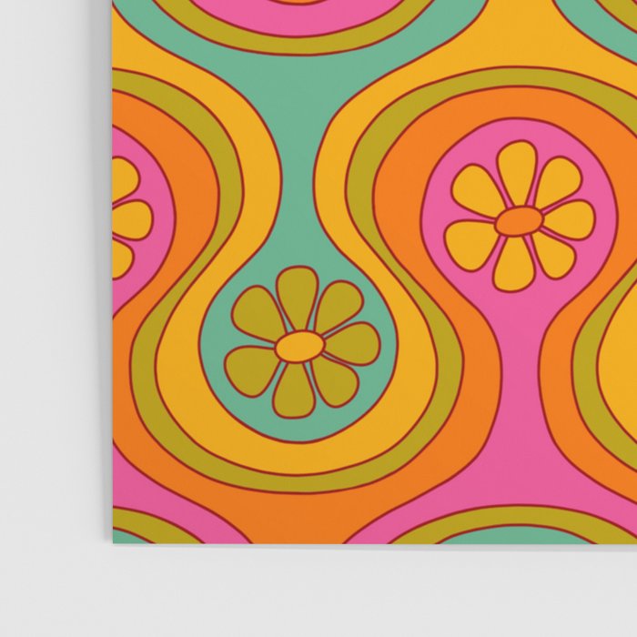 Groovy 60s Midcentury Modern Flower Pattern Poster Gallery Image 3