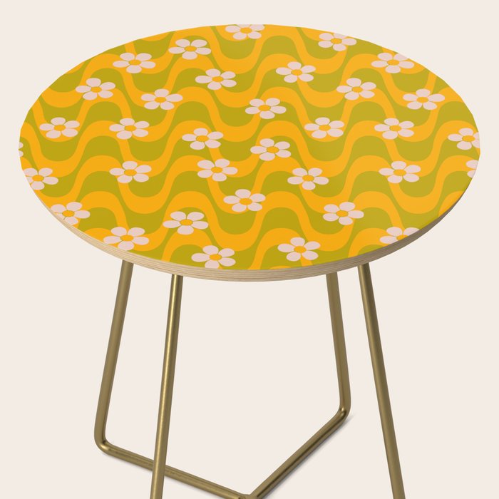 Groovy Yellow Green Flower Power Side Table Gallery Image 2