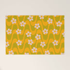 Groovy Yellow Green Flower Power Welcome Mat Gallery Image 1