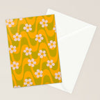 Groovy Yellow Green Flower Power Stationery Card Gallery Image 2