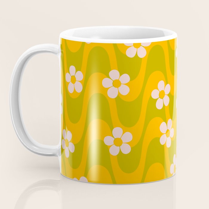Groovy Yellow Green Flower Power Coffee Mug Gallery Image 3
