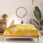 Groovy Yellow Green Flower Power Comforter Gallery Image 3
