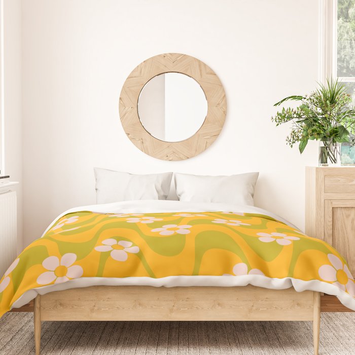 Groovy Yellow Green Flower Power Duvet Cover Gallery Image 3