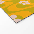 Groovy Yellow Green Flower Power Welcome Mat Gallery Image 2