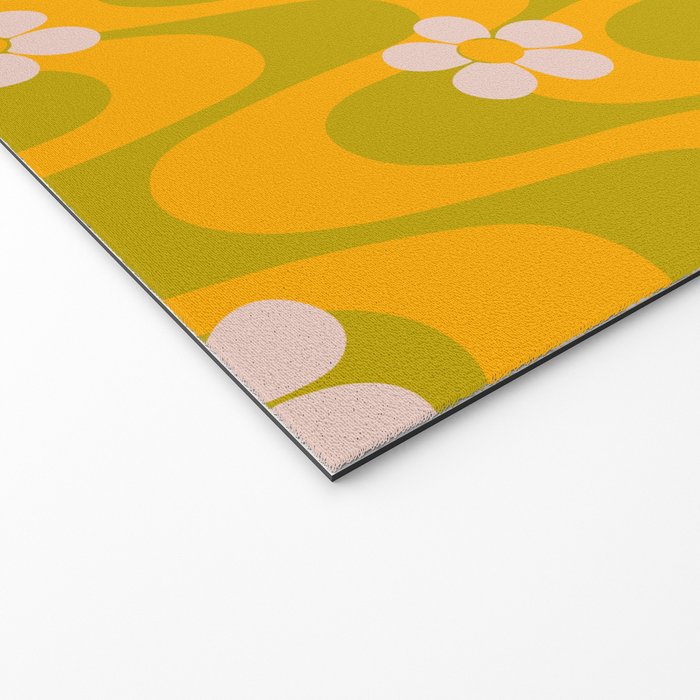 Groovy Yellow Green Flower Power Welcome Mat Gallery Image 2