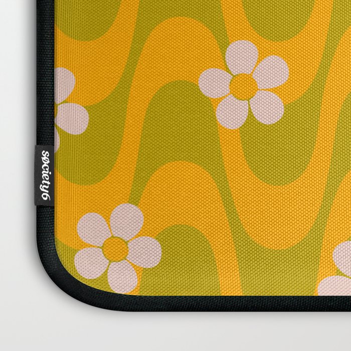 Groovy Yellow Green Flower Power Laptop Sleeve Gallery Image 3