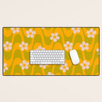 Groovy Yellow Green Flower Power Desk Mat Gallery Image 1