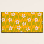 Groovy Yellow Green Flower Power Desk Mat Gallery Image 3