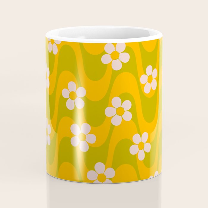 Groovy Yellow Green Flower Power Coffee Mug Gallery Image 4