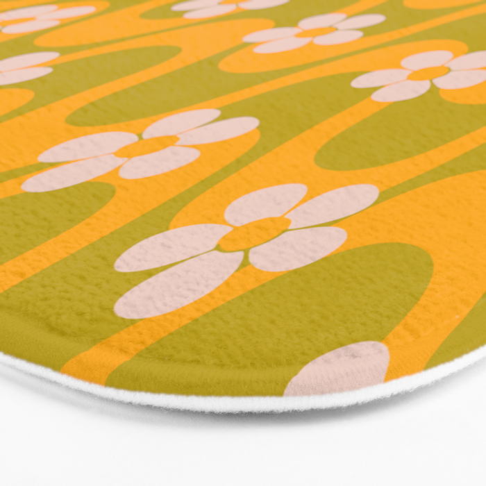 Groovy Yellow Green Flower Power Bath Mat Gallery Image 3