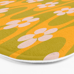 Groovy Yellow Green Flower Power Bath Mat Gallery Image 3