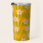 Groovy Yellow Green Flower Power Travel Mug Gallery Image 3