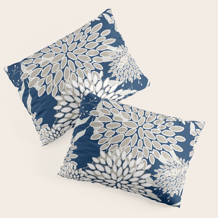Leaves and Blooms, Blue and Gray Pillow Sham Gallery Image 1