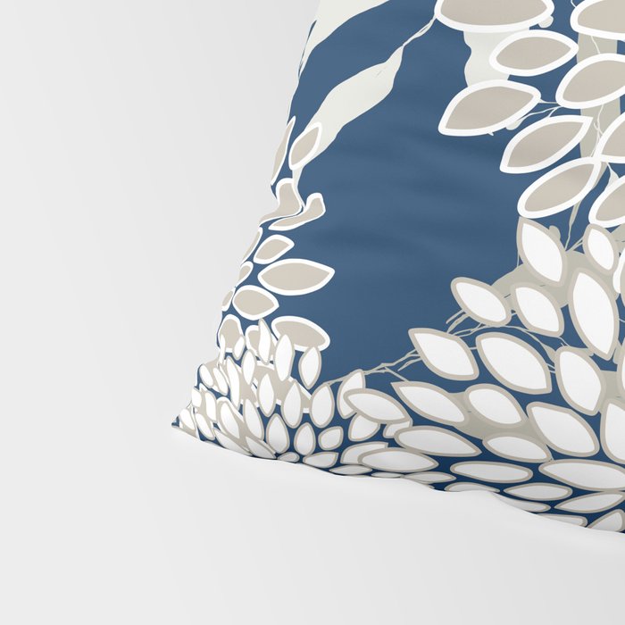 Leaves and Blooms, Blue and Gray Pillow Sham Gallery Image 4